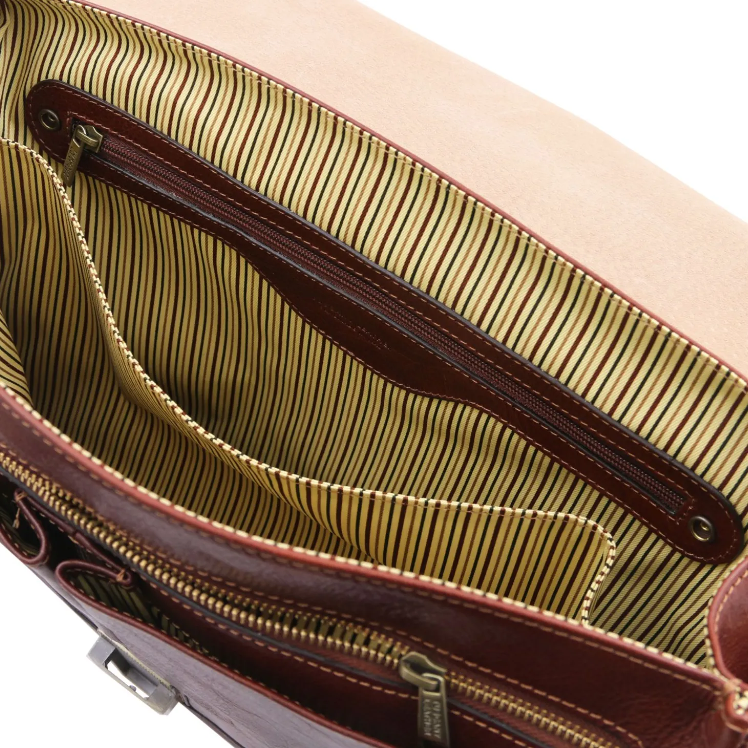 Leather Multi Compartment TL SMART Briefcase With Flap