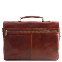 Leather Multi Compartment TL SMART Briefcase With Flap