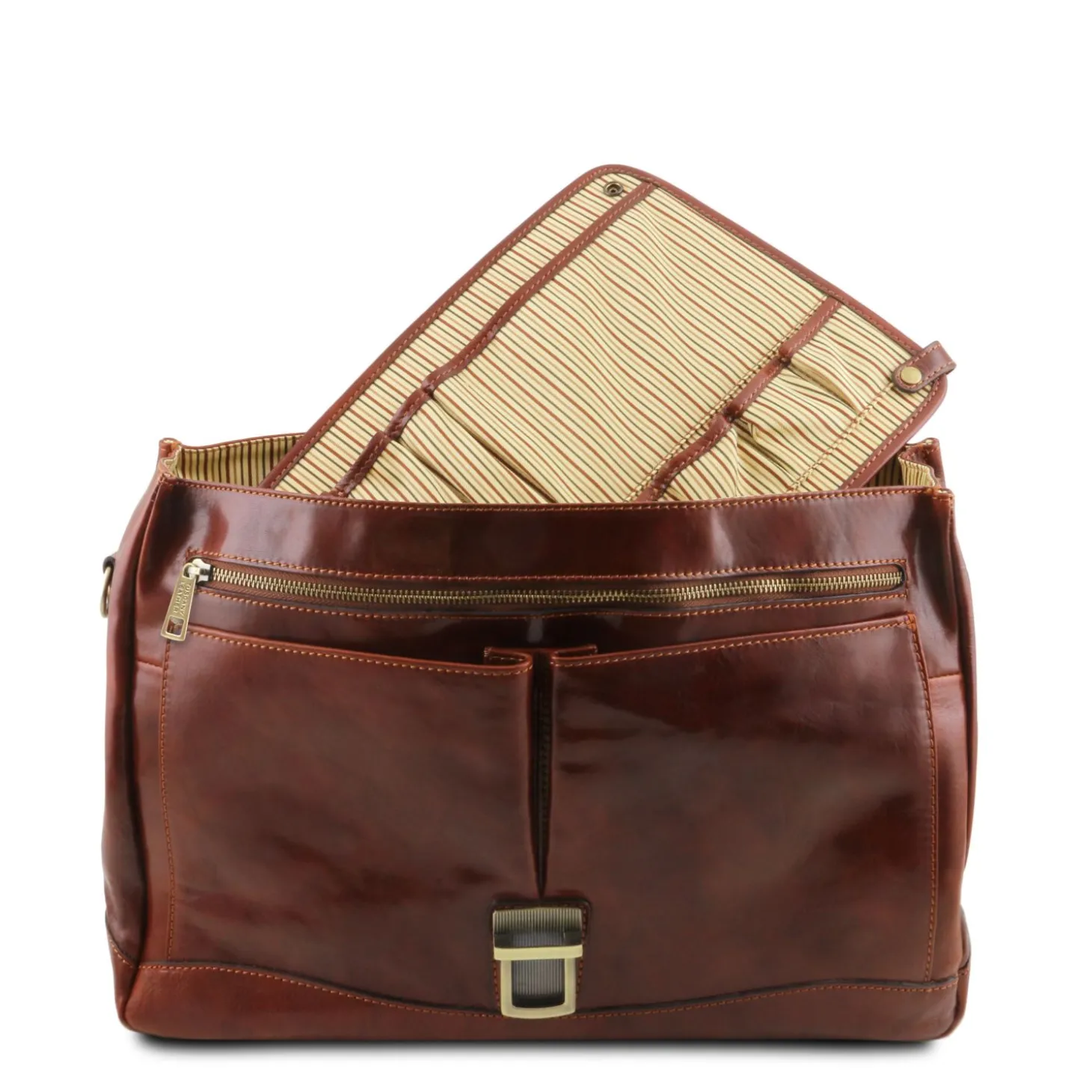Leather Multi Compartment TL SMART Briefcase With Flap