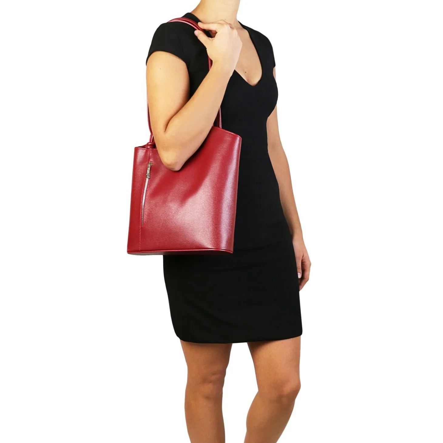 Saffiano Leather Convertible Backpack Shoulderbag