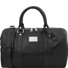 Travel Leather Duffle bag With Pocket on the Back Side - Small Size