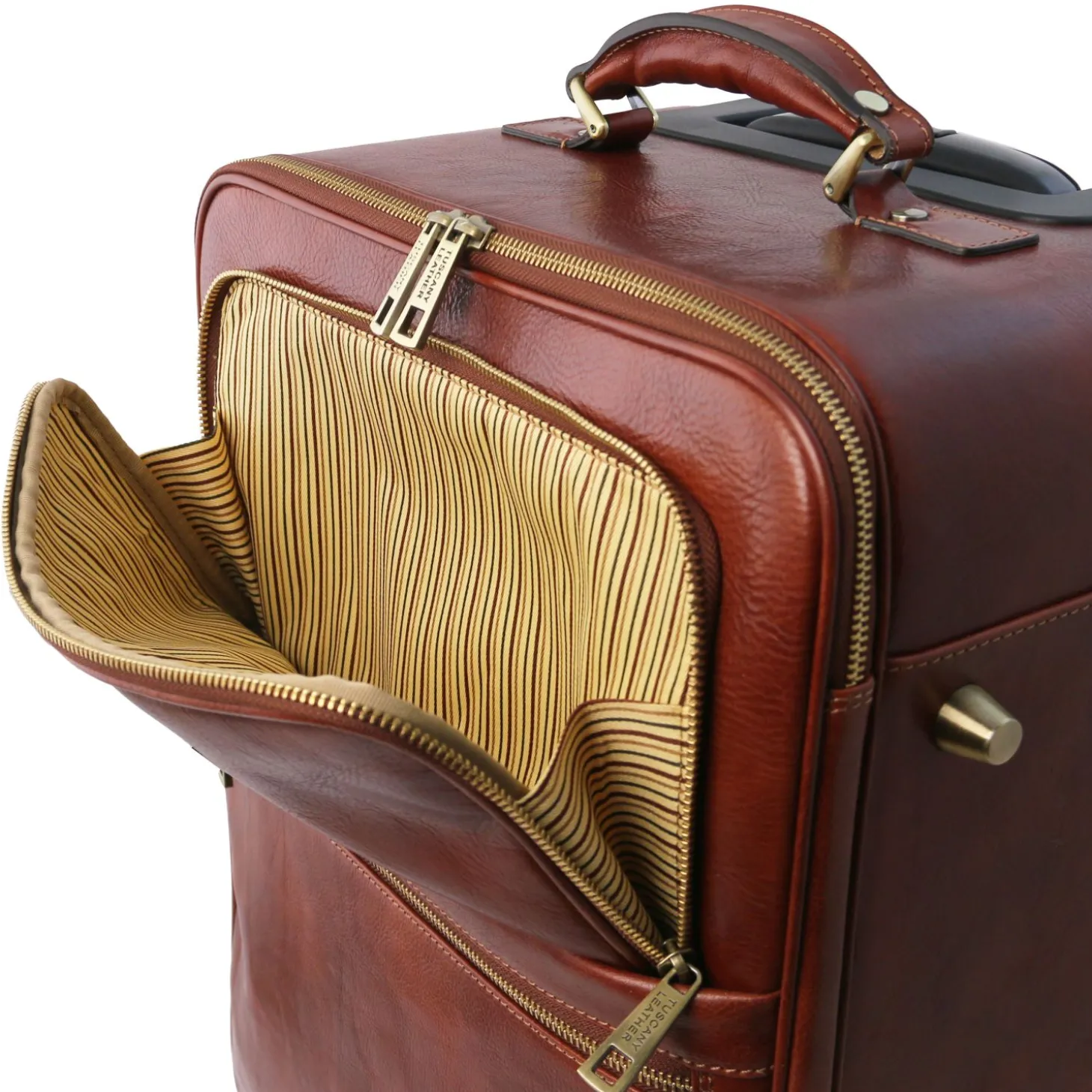 4 Wheels Leather Trolley and Leather TL SMART Laptop Briefcase