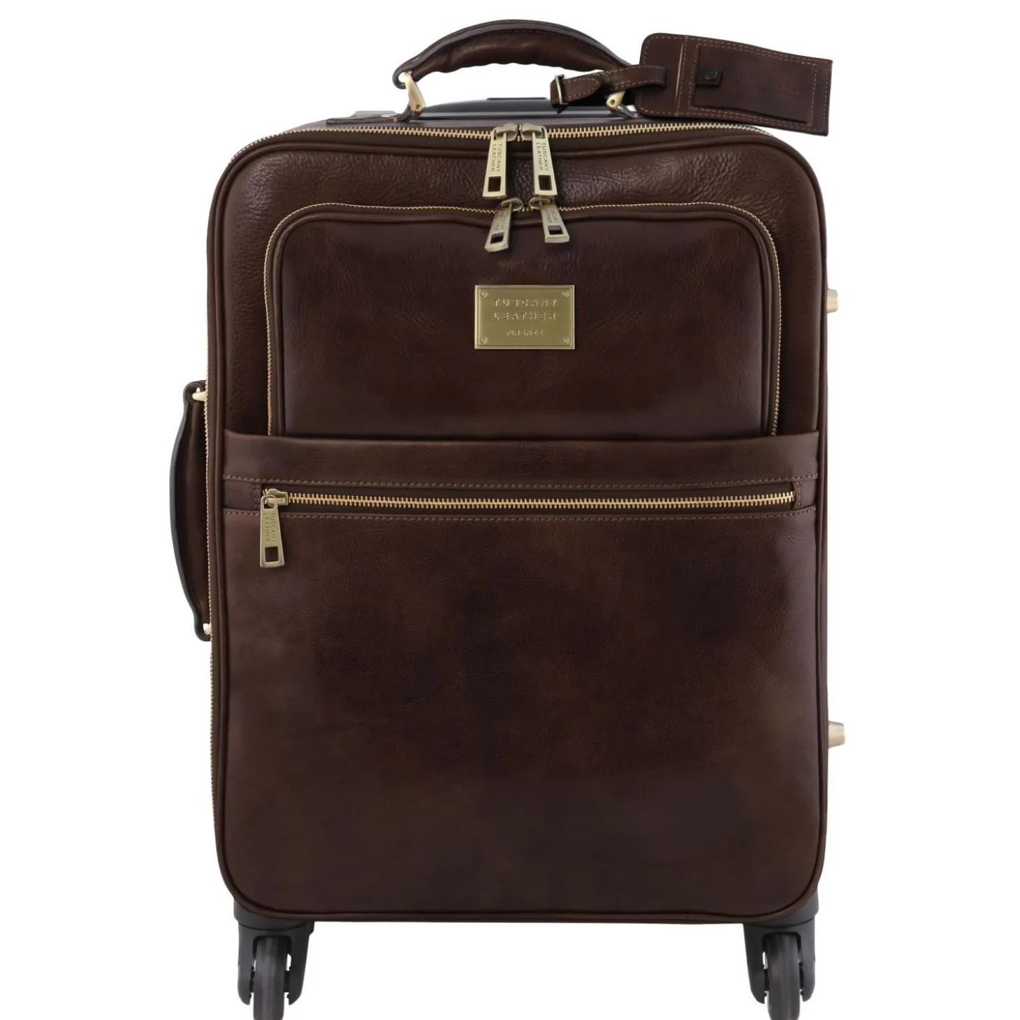 4 Wheels Vertical Leather Trolley