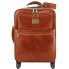 4 Wheels Vertical Leather Trolley