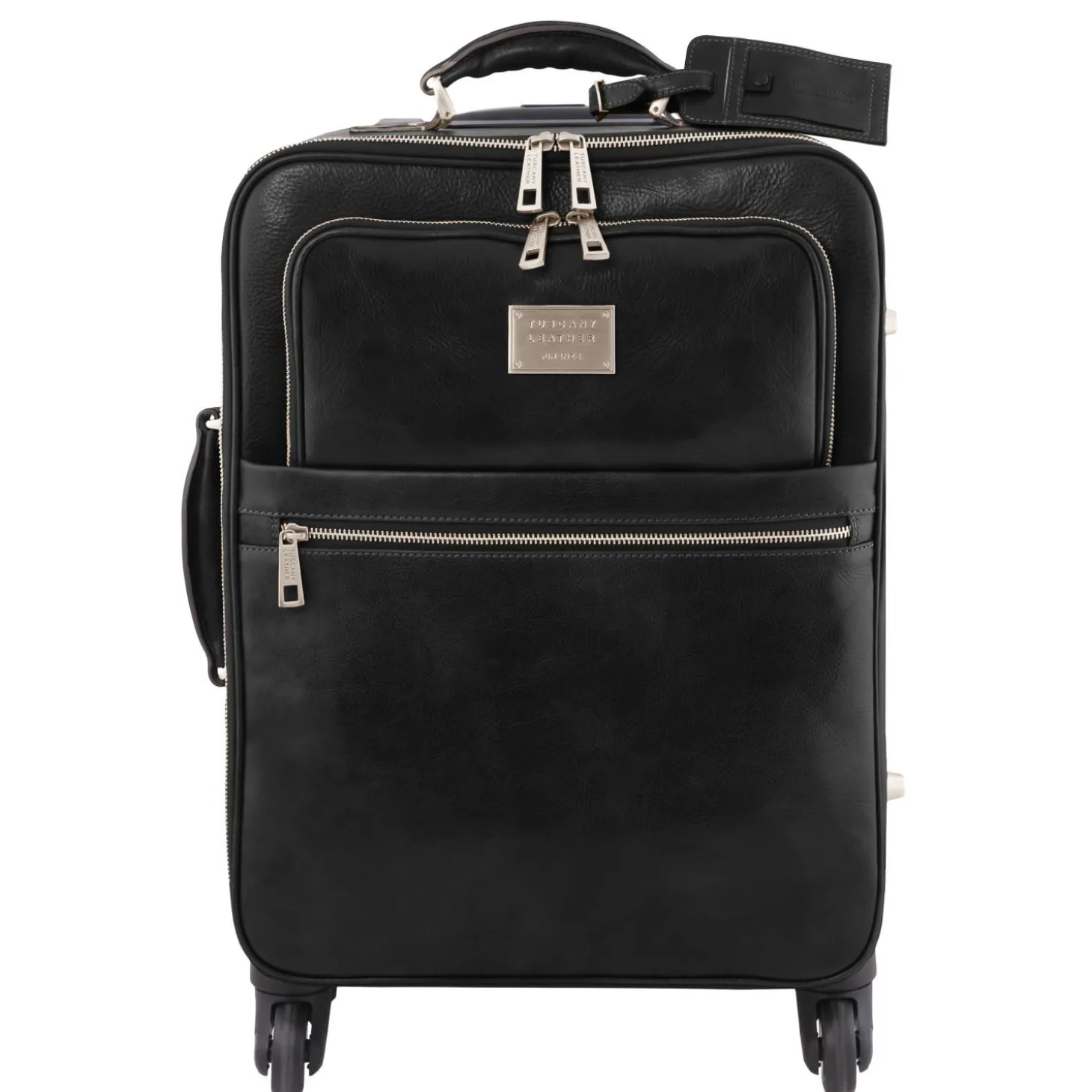 4 Wheels Vertical Leather Trolley