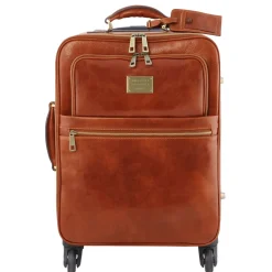 4 Wheels Vertical Leather Trolley