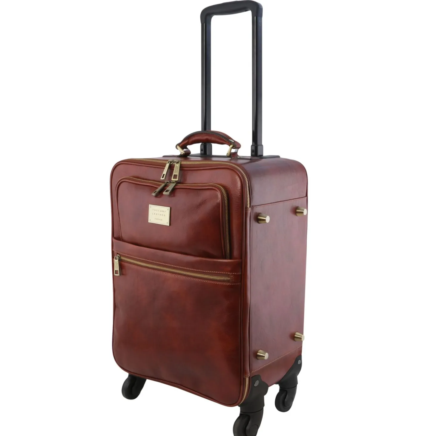 4 Wheels Vertical Leather Trolley